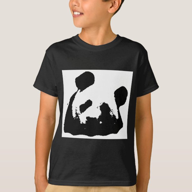Black White Pop Art Panda T-Shirt (Front)