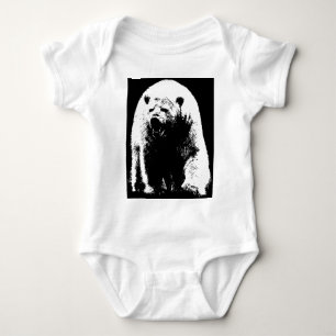 Black & White Pop Art Polar Bear Baby Bodysuit