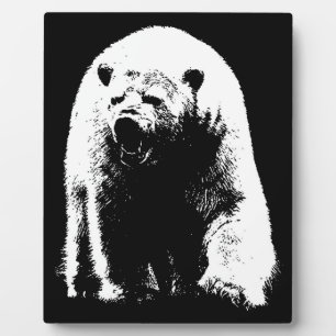 Black & White Pop Art Polar Bear Plaque