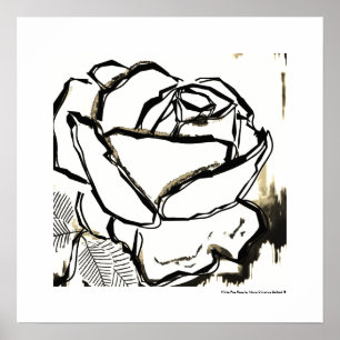 Black White Pop Art Rose Deco Flower Poster Prints