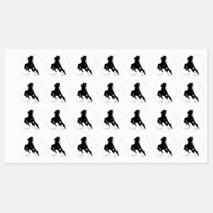 Black White Pop Art Running Horse Silhouette