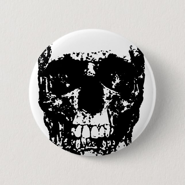 Black & White Pop Art Skull 6 Cm Round Badge (Front)