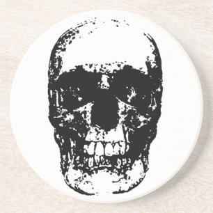 Black & White Pop Art Skull Coaster