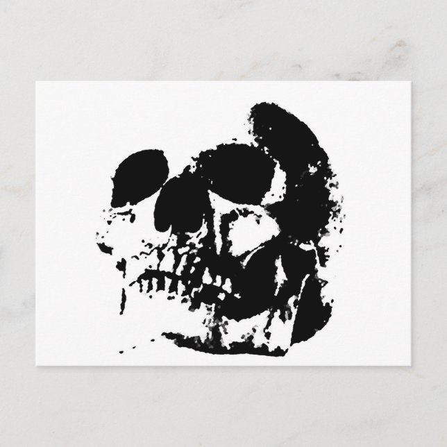 Black & White Pop Art Skull Postcard (Front)