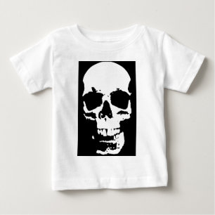 Black & White Pop Art Skull Stylish Cool Baby T-Shirt