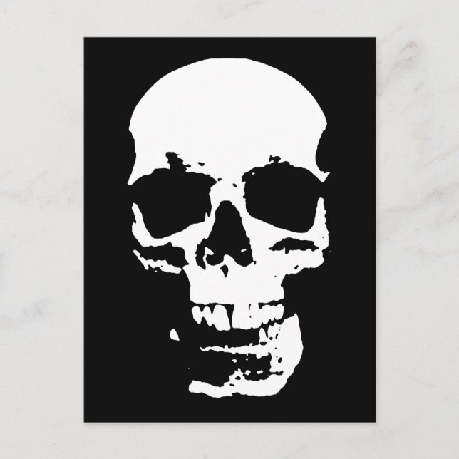 Black & White Pop Art Skull Stylish Cool Postcard (Front)