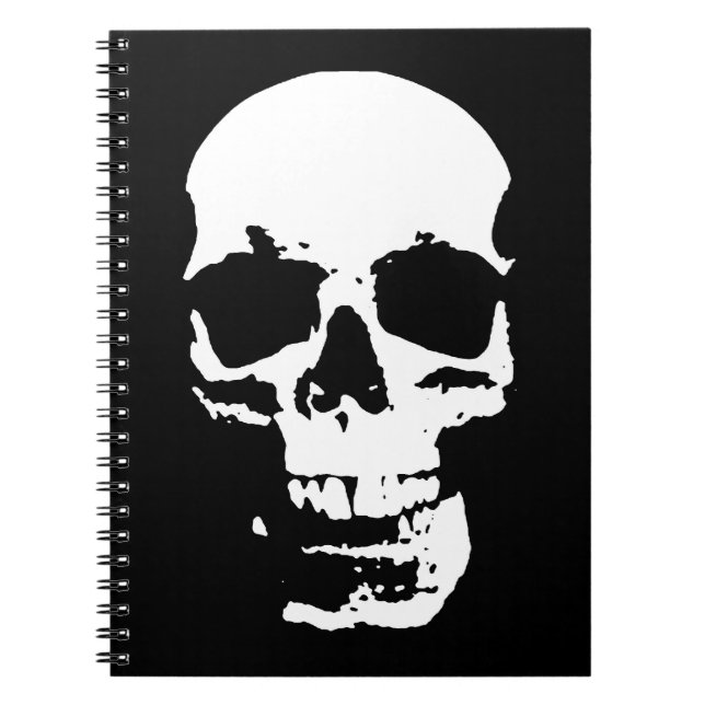 Black & White Pop Art Skull Stylish Cool Spiral Notebook (Front)