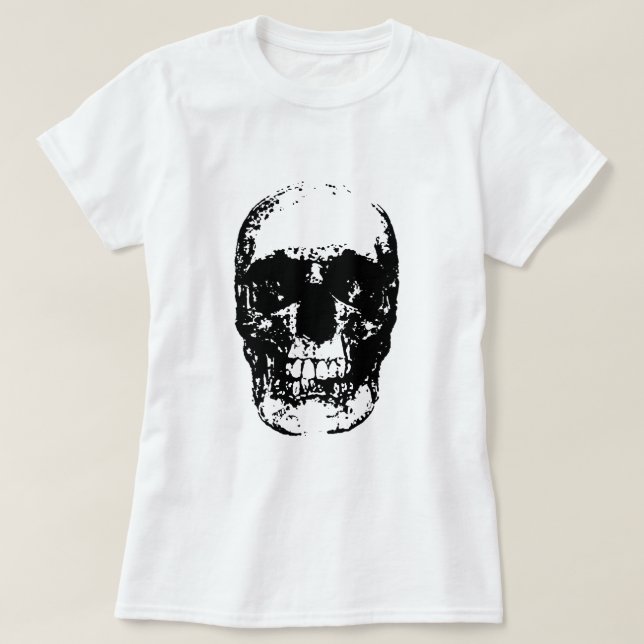 Black & White Pop Art Skull T-Shirt (Design Front)