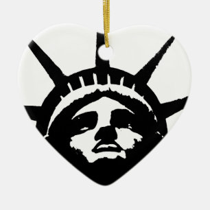 Black & White Pop Art Statue of Liberty Ceramic Tree Decoration