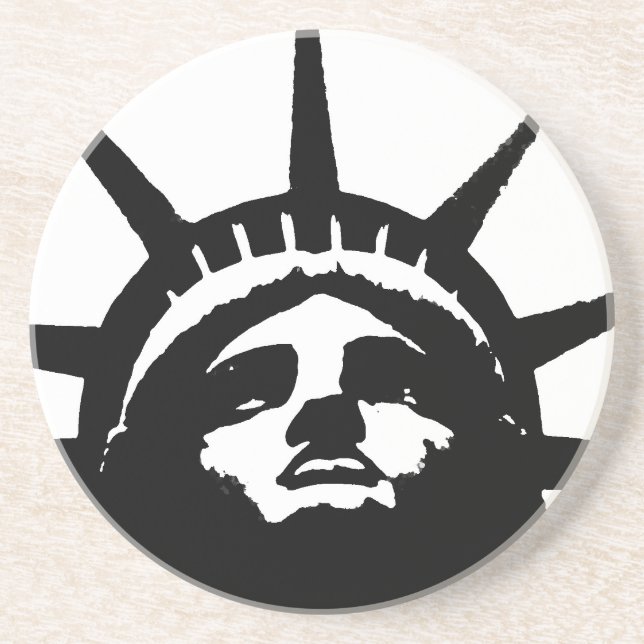 Black & White Pop Art Statue of Liberty Coaster (Front)