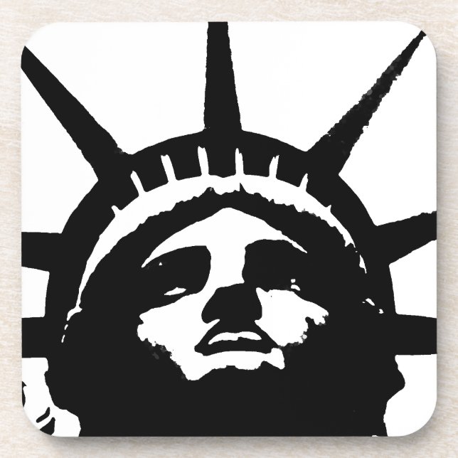 Black & White Pop Art Statue of Liberty Coaster (Front)