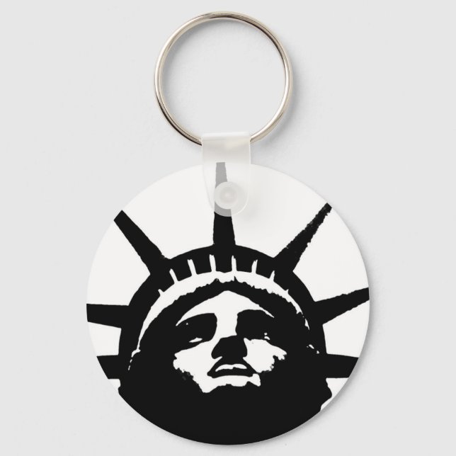 Black & White Pop Art Statue of Liberty Key Ring (Front)