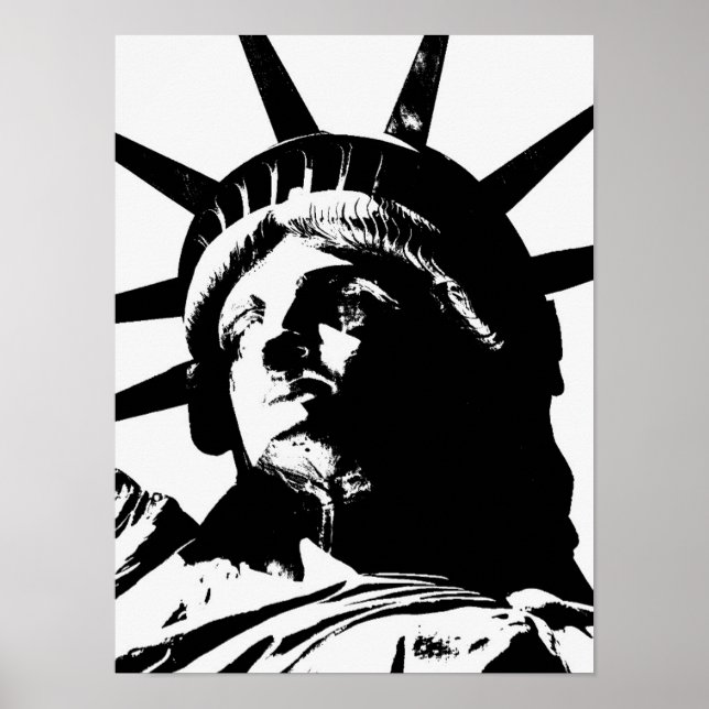 Black & White Pop Art Statue of Liberty Poster (Front)