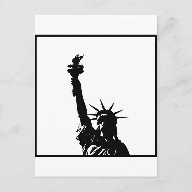 Black & White Pop Art Statue of Liberty Silhouette Postcard (Front)