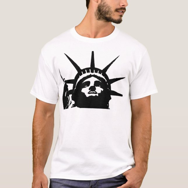 Black & White Pop Art Statue of Liberty T-Shirt (Front)