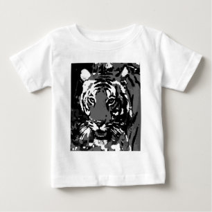 Black White Pop Art Tiger Baby T-Shirt