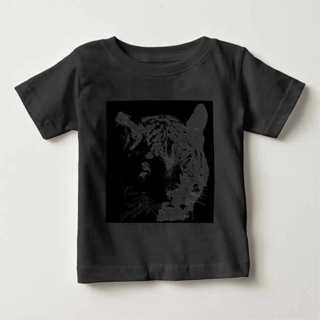 Black & White Pop Art Tiger Baby T-Shirt (Front)
