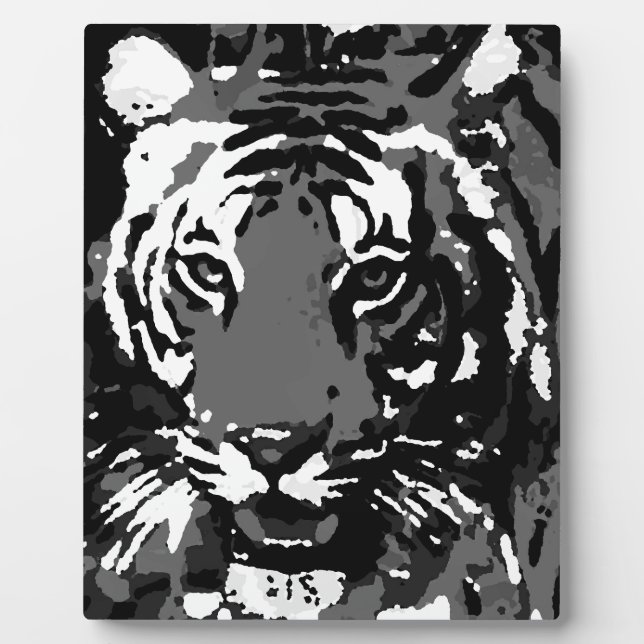 Black White Pop Art Tiger Plaque (Front)