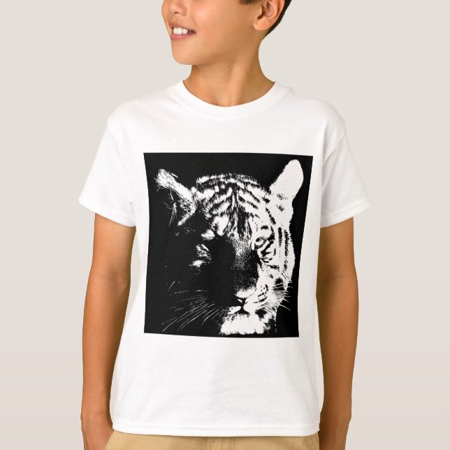 Black & White Pop Art Tiger T-Shirt (Front)