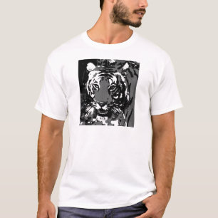 Black White Pop Art Tiger T-Shirt