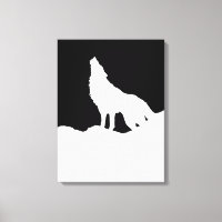 Black & White Pop Art Wolf Howling at Moon