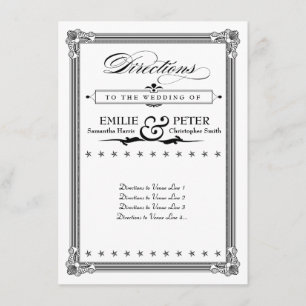 Black & White Poster Style Directions Card