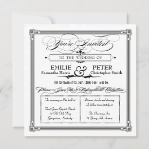 Black & White Poster Style Wedding Invitation