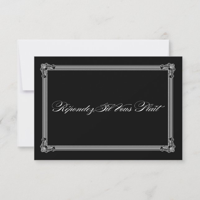 Black & White Poster Style Wedding RSVP Card (Front)