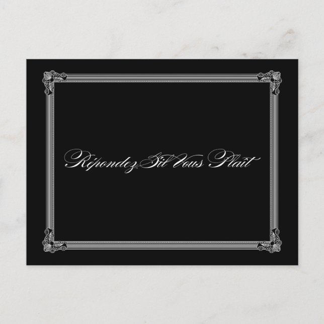 Black & White Poster Style Wedding RSVP Postcard (Front)