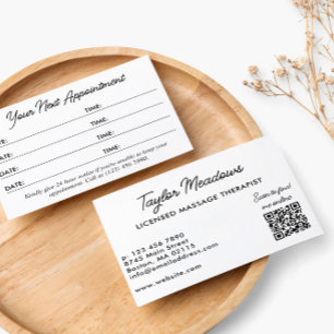 Black White Practical QR Code Multi Appointment Card
