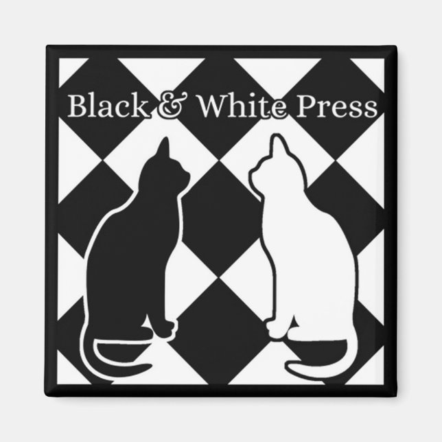 Black & White Press Cats Magnet (Front)