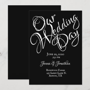 Black & White Pretty Script Wedding Invitation