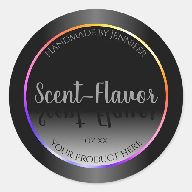 Black White Product Labels Colourful Rainbow Frame (Front)