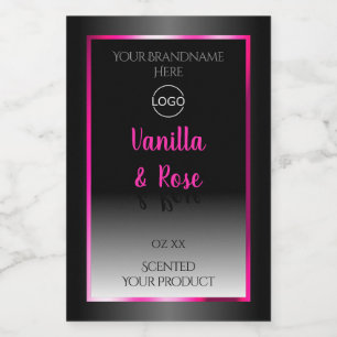 Black White Product Labels Glamour Pink Frame Logo