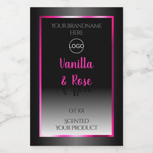 Black White Product Labels Glamour Pink Frame Logo (Single Label)