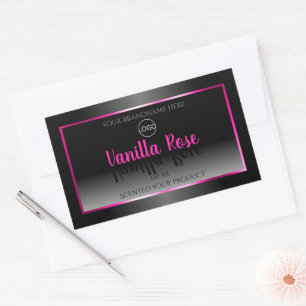 Black White Product Labels Glamour Pink Frame Logo