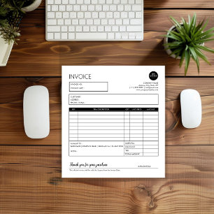 Black White Professional Business Invoice Template Notepad