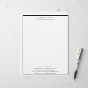 Black White Professional Business Personalised Custom Letterhead