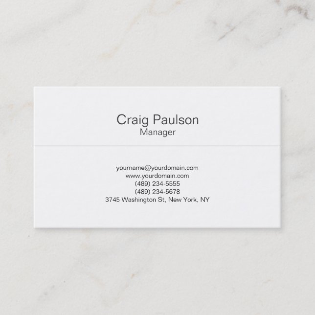 Black White Professional Manager Business Card (Front)