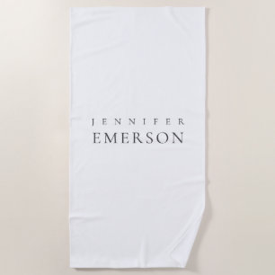 Black white professional minimalist modern plain beach towel