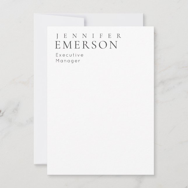 Black white professional minimalist modern plain  card (Front)