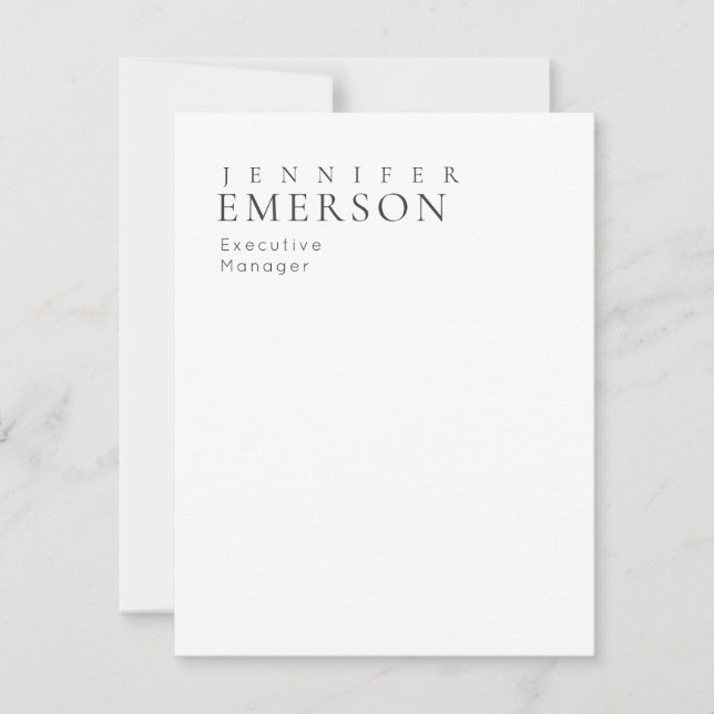 Black white professional minimalist modern plain  card (Front)