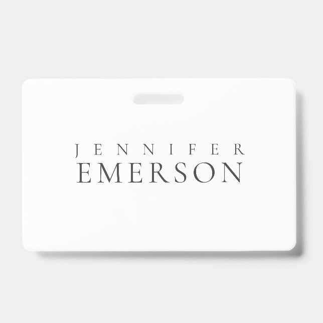 Black white professional minimalist modern plain  ID badge (Front)