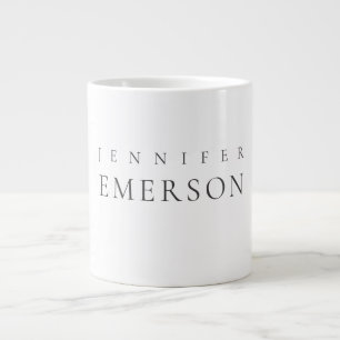 Black white professional minimalist modern plain large coffee mug