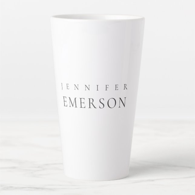 Black white professional minimalist modern plain  latte mug (Front)