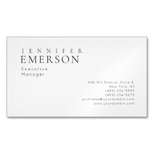 Black white professional minimalist modern plain  magnetic business card