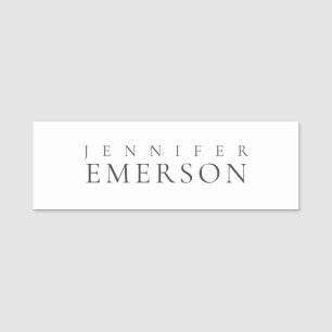Black white professional minimalist modern plain  name tag