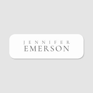 Black white professional minimalist modern plain  name tag