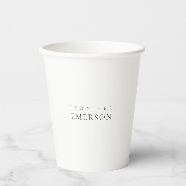 Black white professional minimalist modern plain  paper cups (Front)