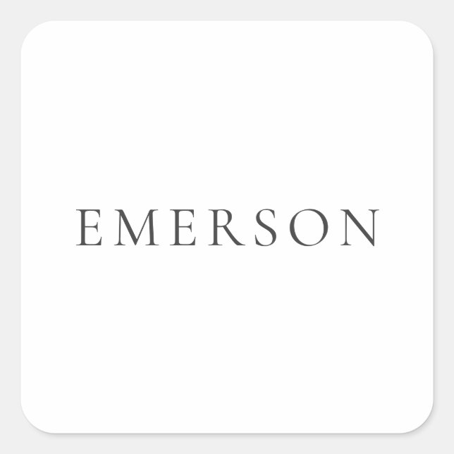 Black white professional minimalist modern plain  square sticker (Front)